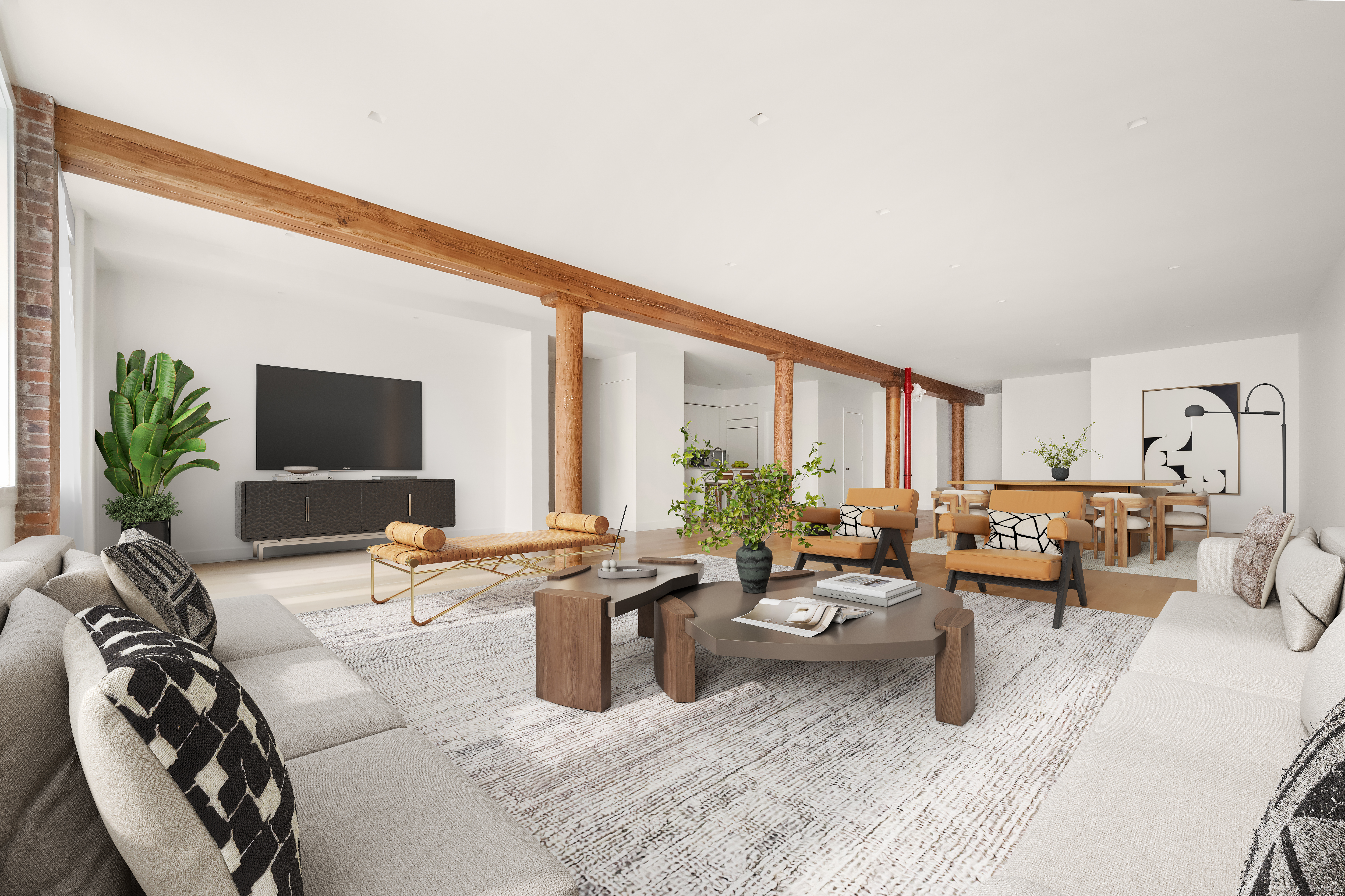 243 West Broadway, Unit 4 Manhattan, NY 10013 - Photo 2 of 12 a living room with furniture and a flat screen tv