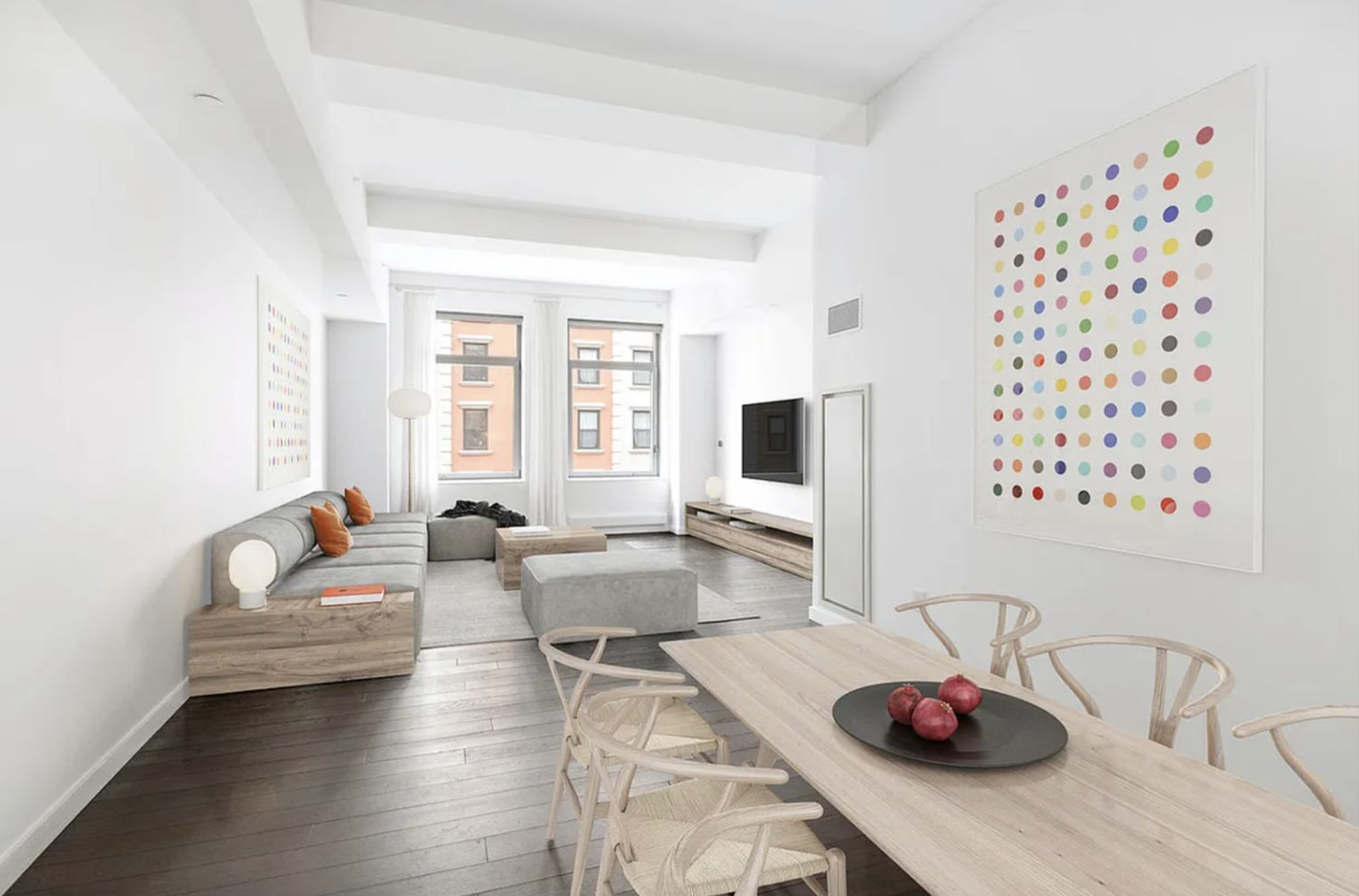 37 Warren Street, Unit 3C Manhattan, NY 10007 - Photo 2 of 16 a living room with furniture and wooden floor