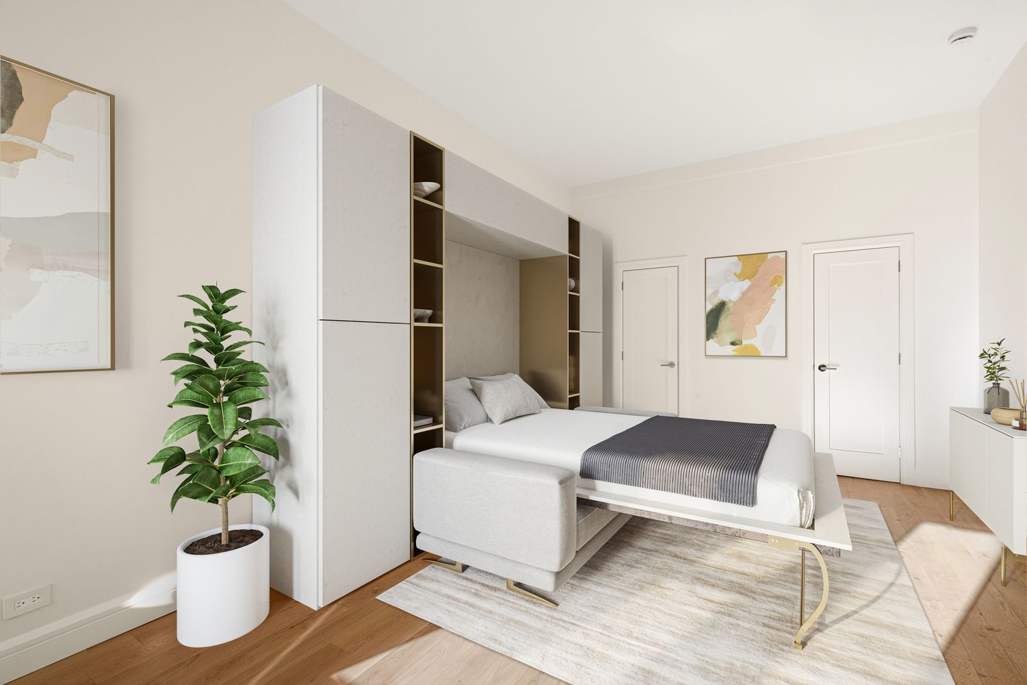 11 Riverside Drive, Unit 17E Manhattan, NY 10023 - Photo 6 of 16 a living room with furniture and a potted plant