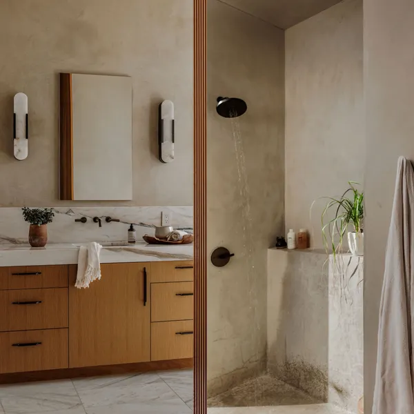 a bathroom with a tub and a sink