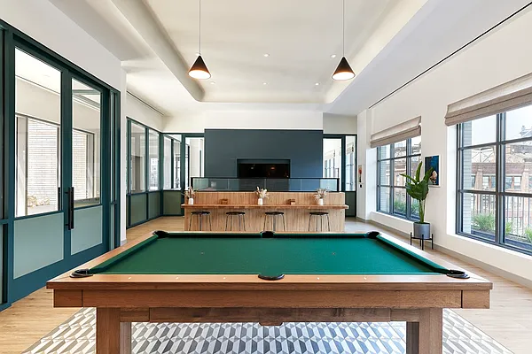160 Front Street, Unit 517 Brooklyn, NY 11201 - Photo 12 of 14 a room with window pool table and chairs