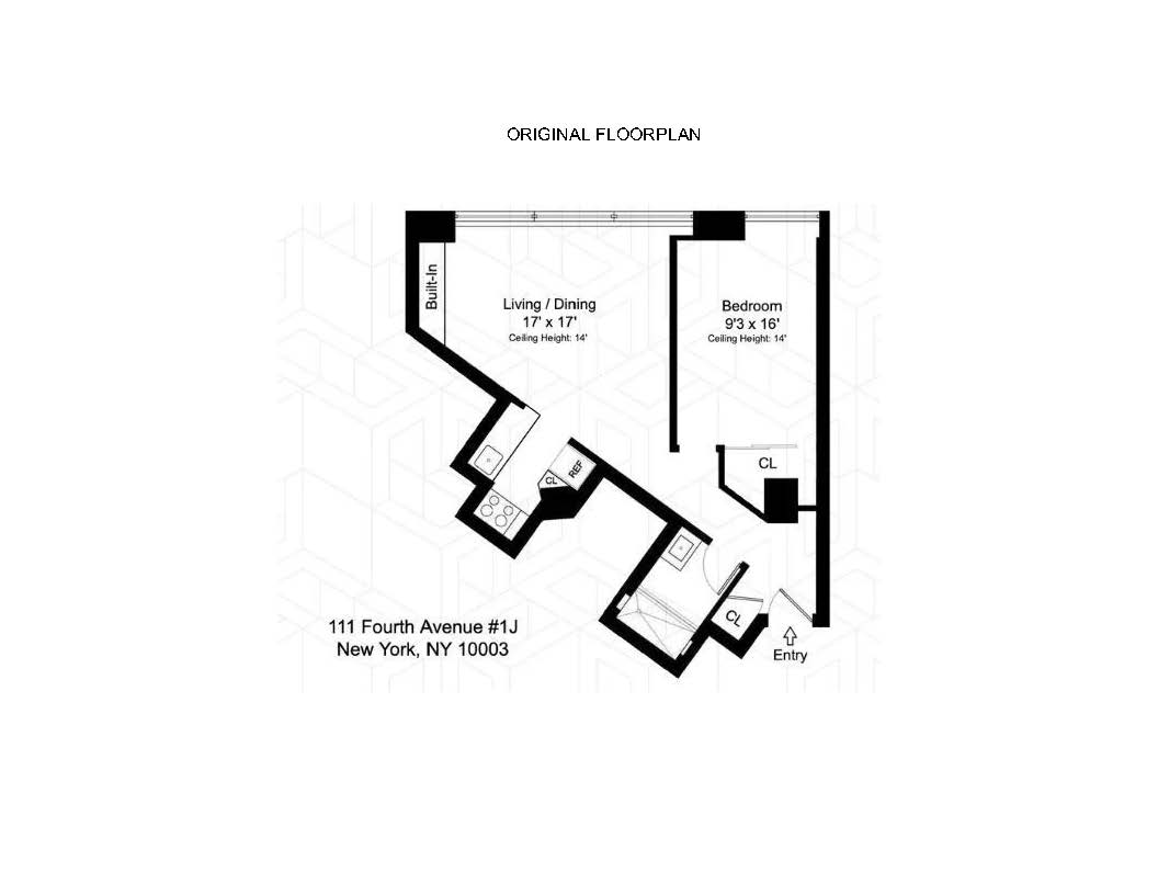 111 4th Avenue, Unit 1J Manhattan, NY 10003 - Photo 11 of 11 a picture of a floor plan