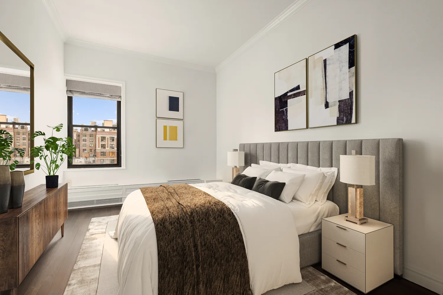 a bedroom with bed and window