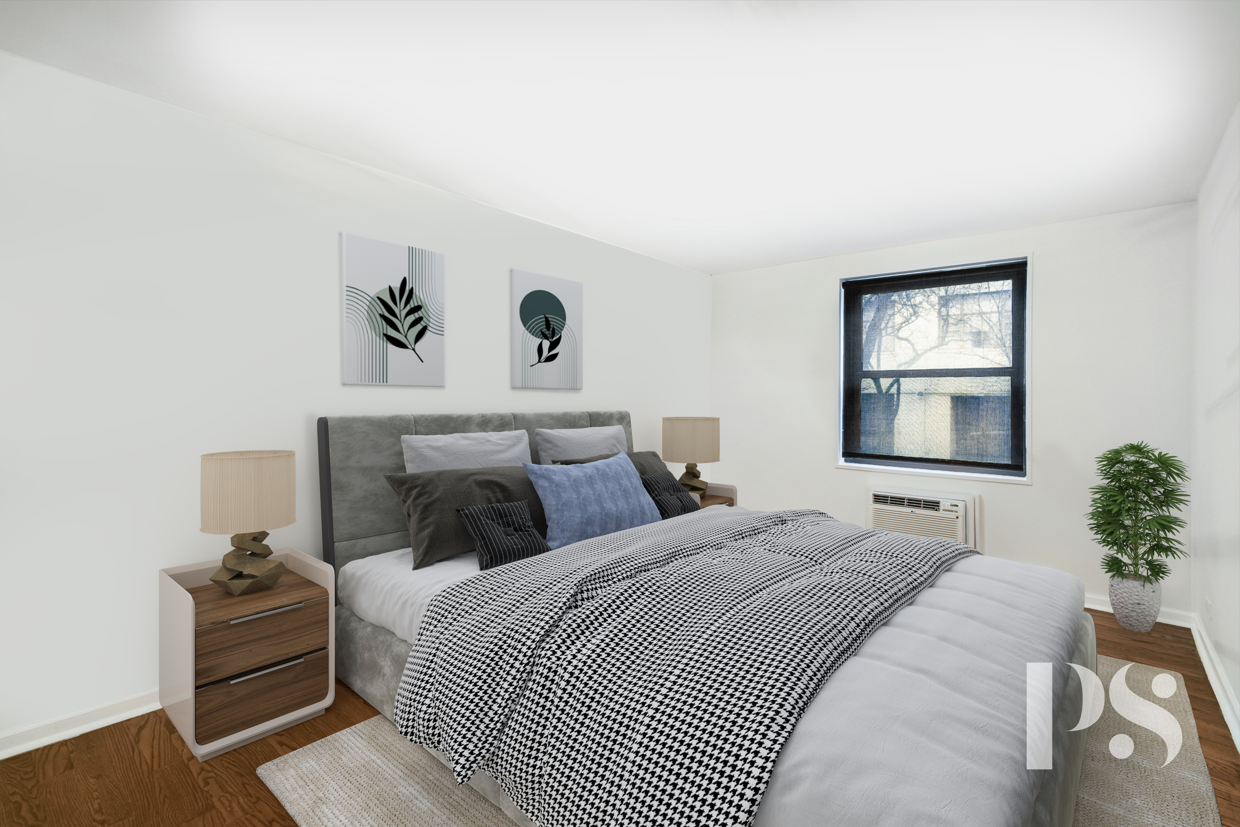 133 Barrow Street, Unit 1B Manhattan, NY 10014 - Photo 6 of 11 a bedroom with a bed and a potted plant