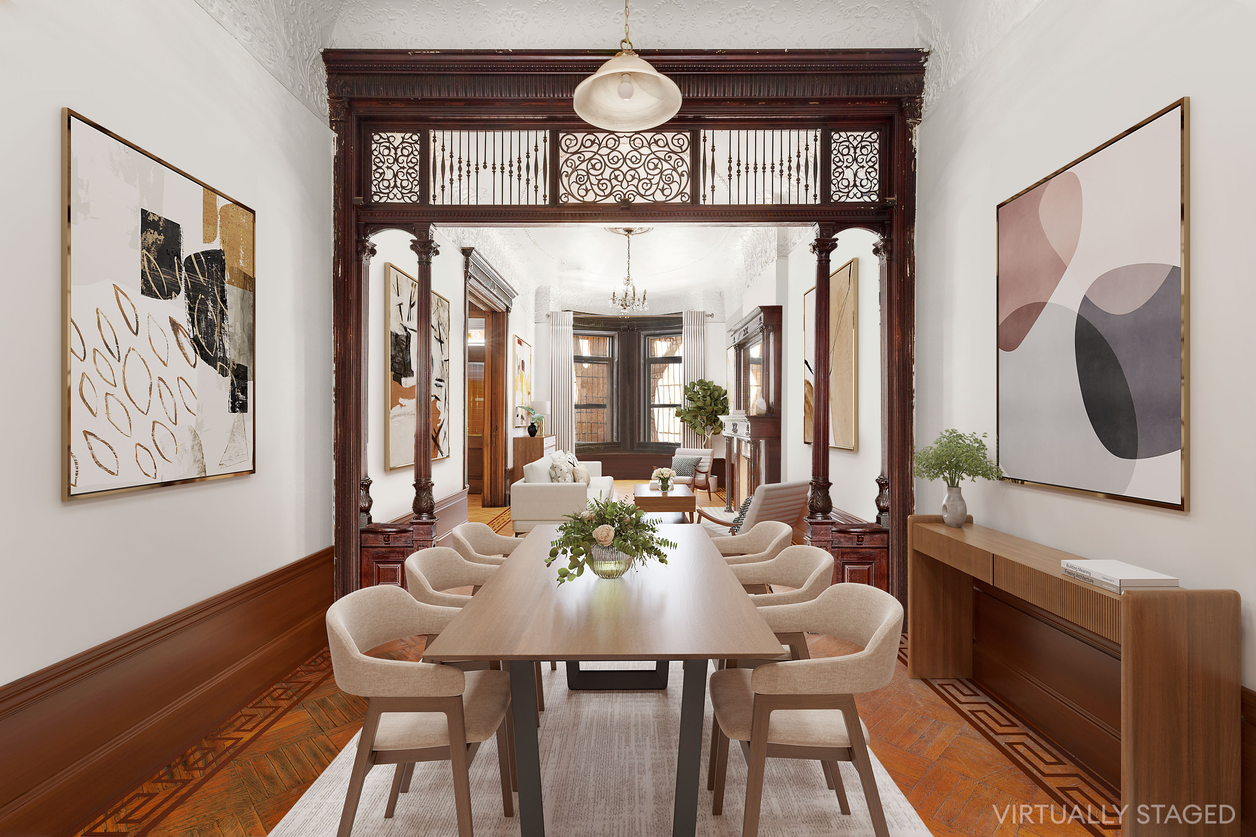 117 West 120th Street Manhattan, NY 10027 - Photo 5 of 31 a view of a dining room with furniture and a large window