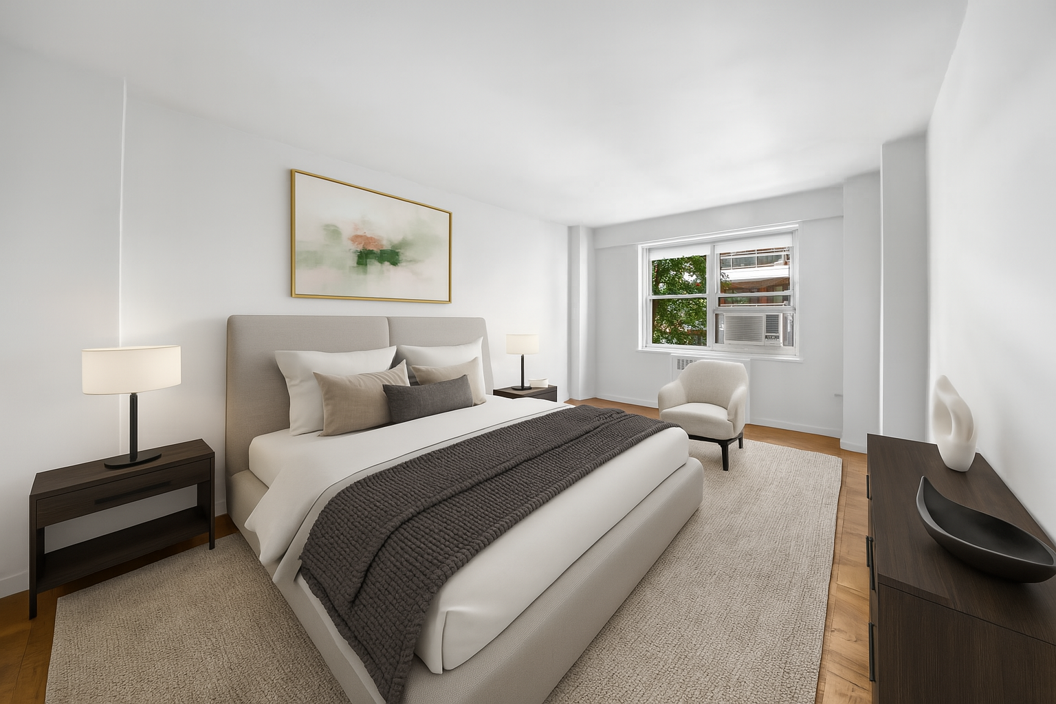 50 Sutton Place South, Unit 5E Manhattan, NY 10022 - Photo 8 of 13 a bedroom with bed and a window