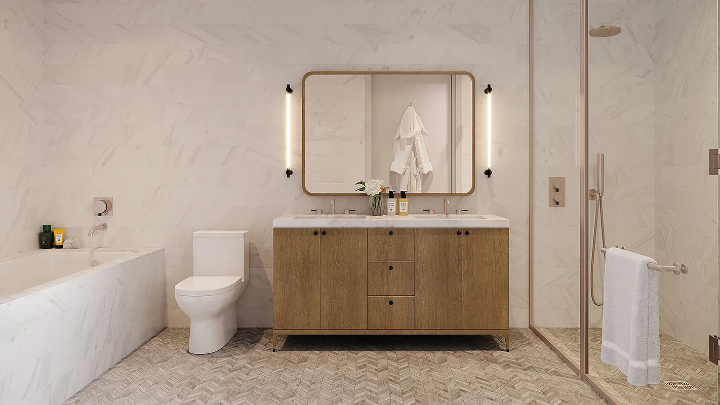 85 Jay Street, Unit 11A Brooklyn, NY 11201 - Photo 6 of 25 a bathroom with a sink and a mirror