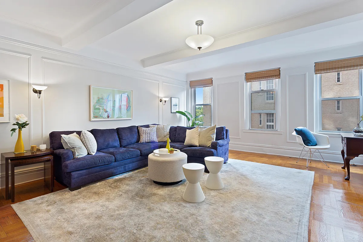 415 Central Park West, Unit 6A Manhattan, NY 10025 - Photo 2 of 25 a living room with furniture and wooden floor