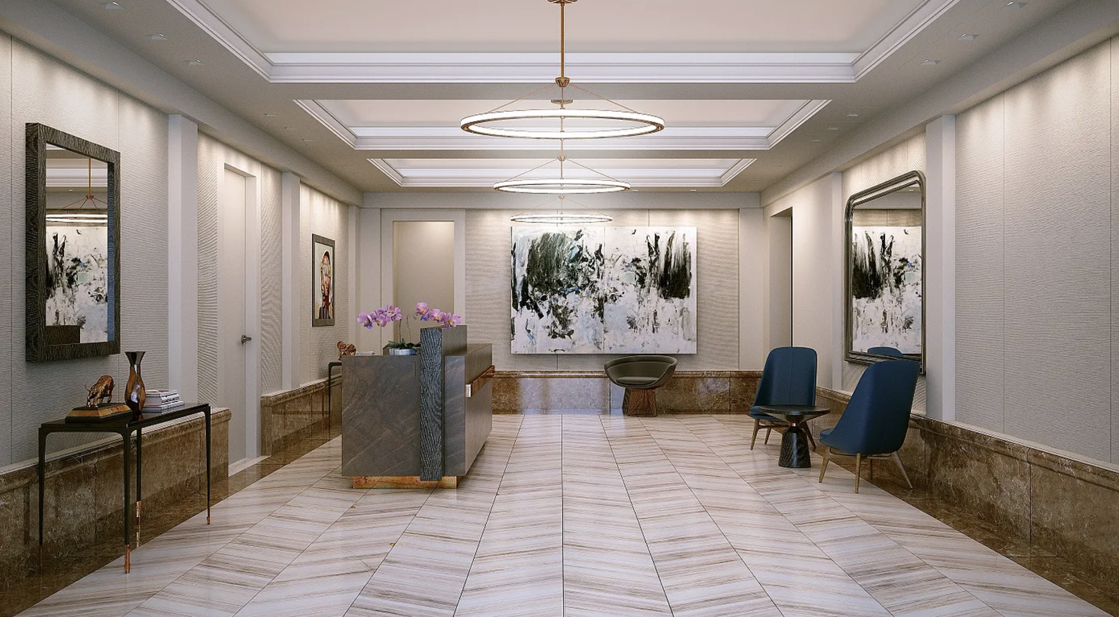 300 East 64th Street, Unit 11D Manhattan, NY 10065 - Photo 7 of 17 a living room with furniture and a chandelier