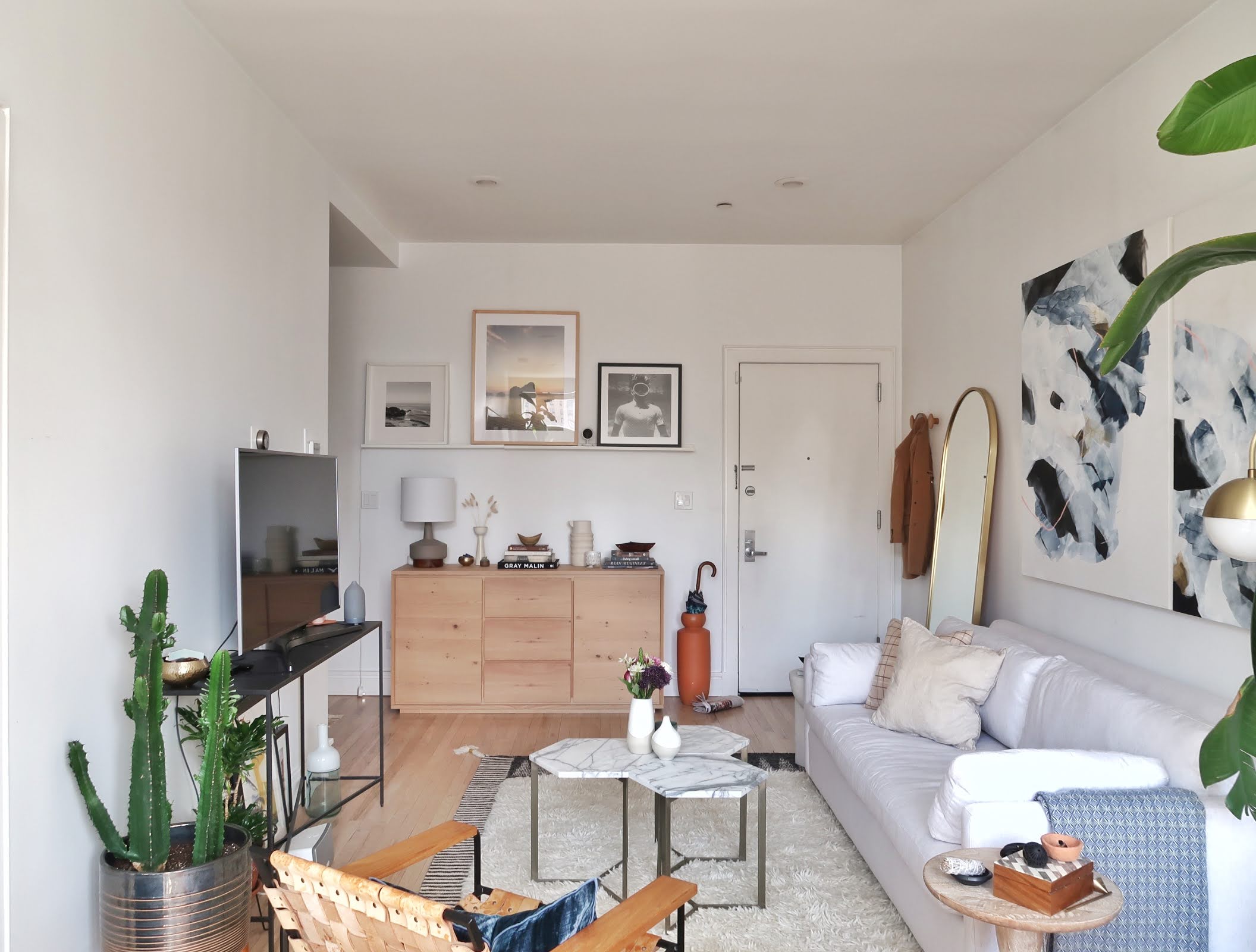 296 East 2nd Street, Unit 4G Manhattan, NY 10009 - Photo 3 of 14 a living room with furniture and a potted plant