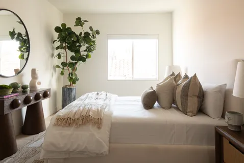 a lamp on a table in a room