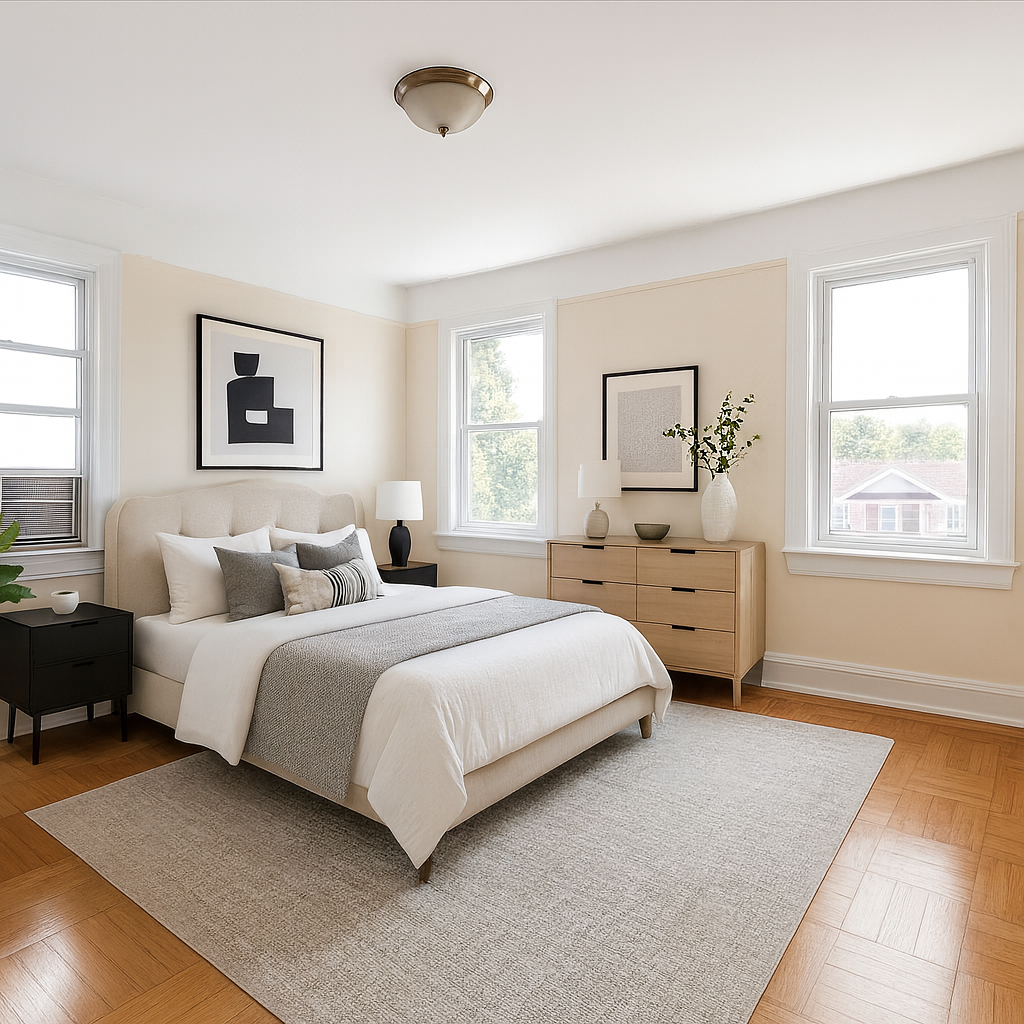 1186 Brooklyn Avenue, Unit N A Brooklyn, NY 11203 - Photo 8 of 17 a spacious bedroom with a bed and a couch