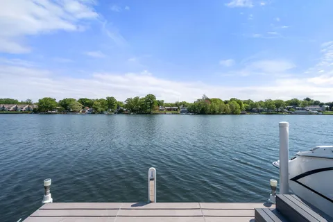 a view of a lake with houses