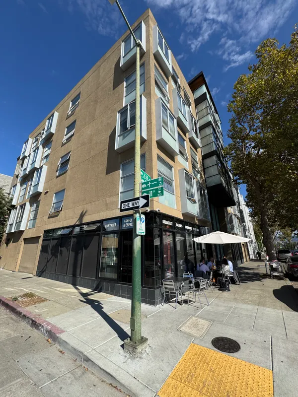 a view of a tall building