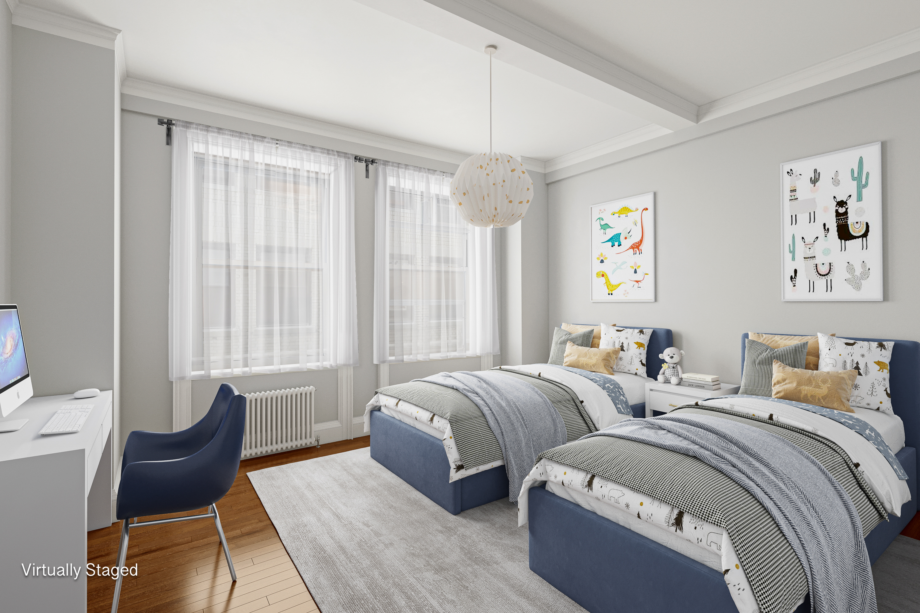240 West 98th Street, Unit 3D Manhattan, NY 10025 - Photo 9 of 12 a bedroom with two beds and a large window