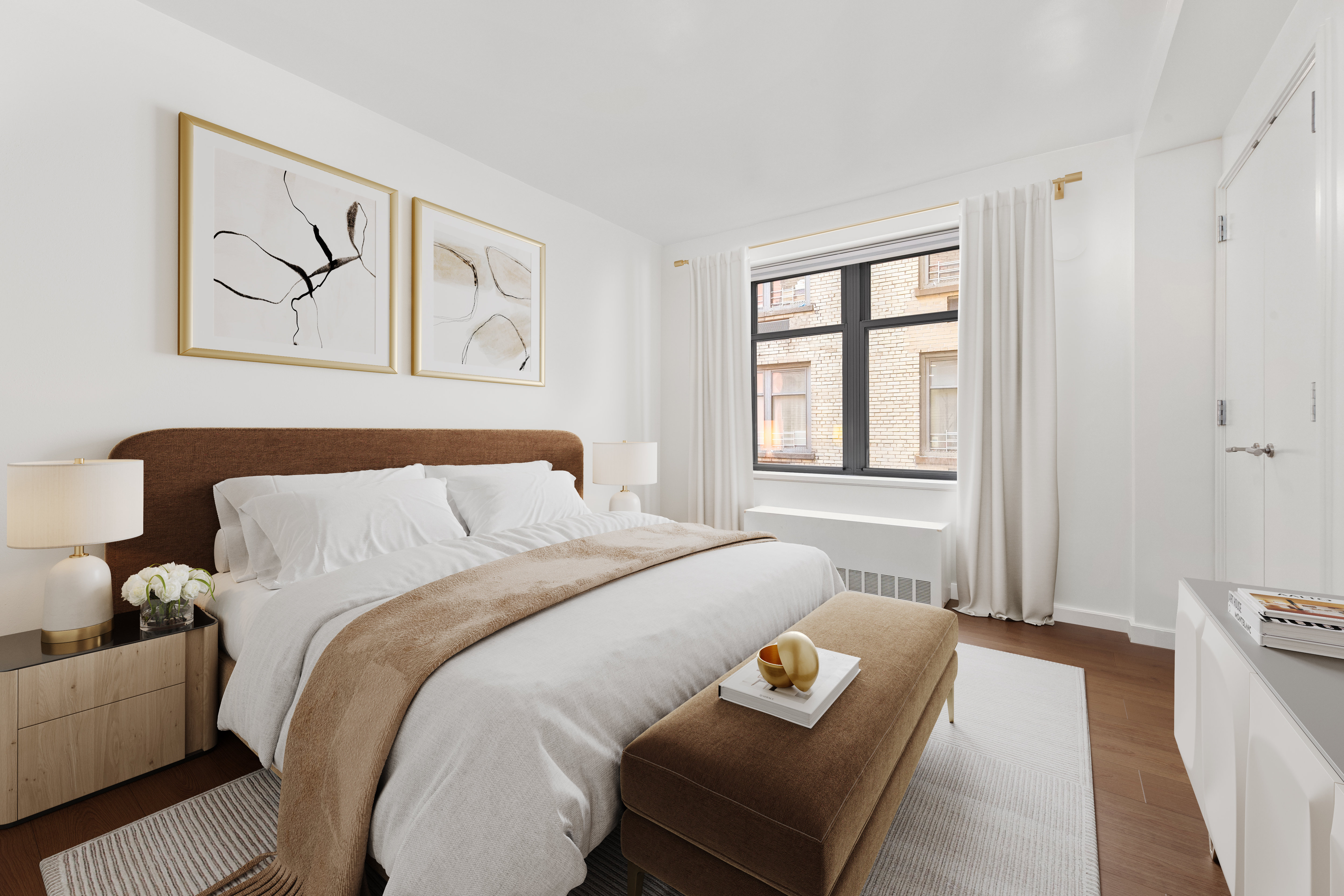 100 West 58th Street, Unit 9B Manhattan, NY 10019 - Photo 6 of 8 a bedroom with bed and window