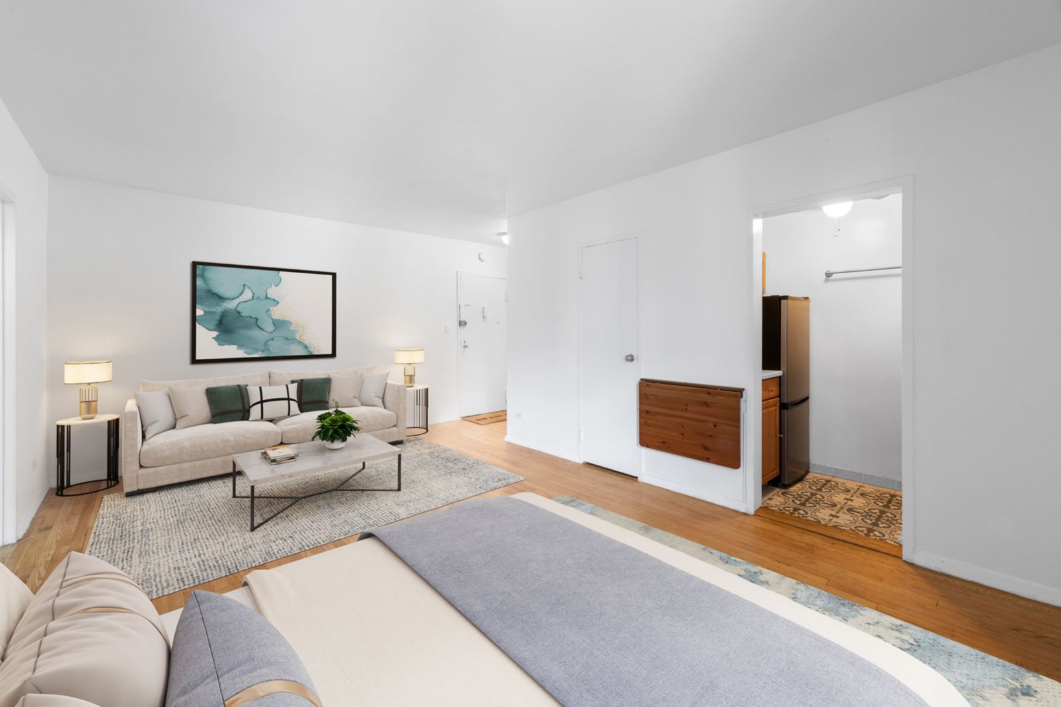 a living room with furniture