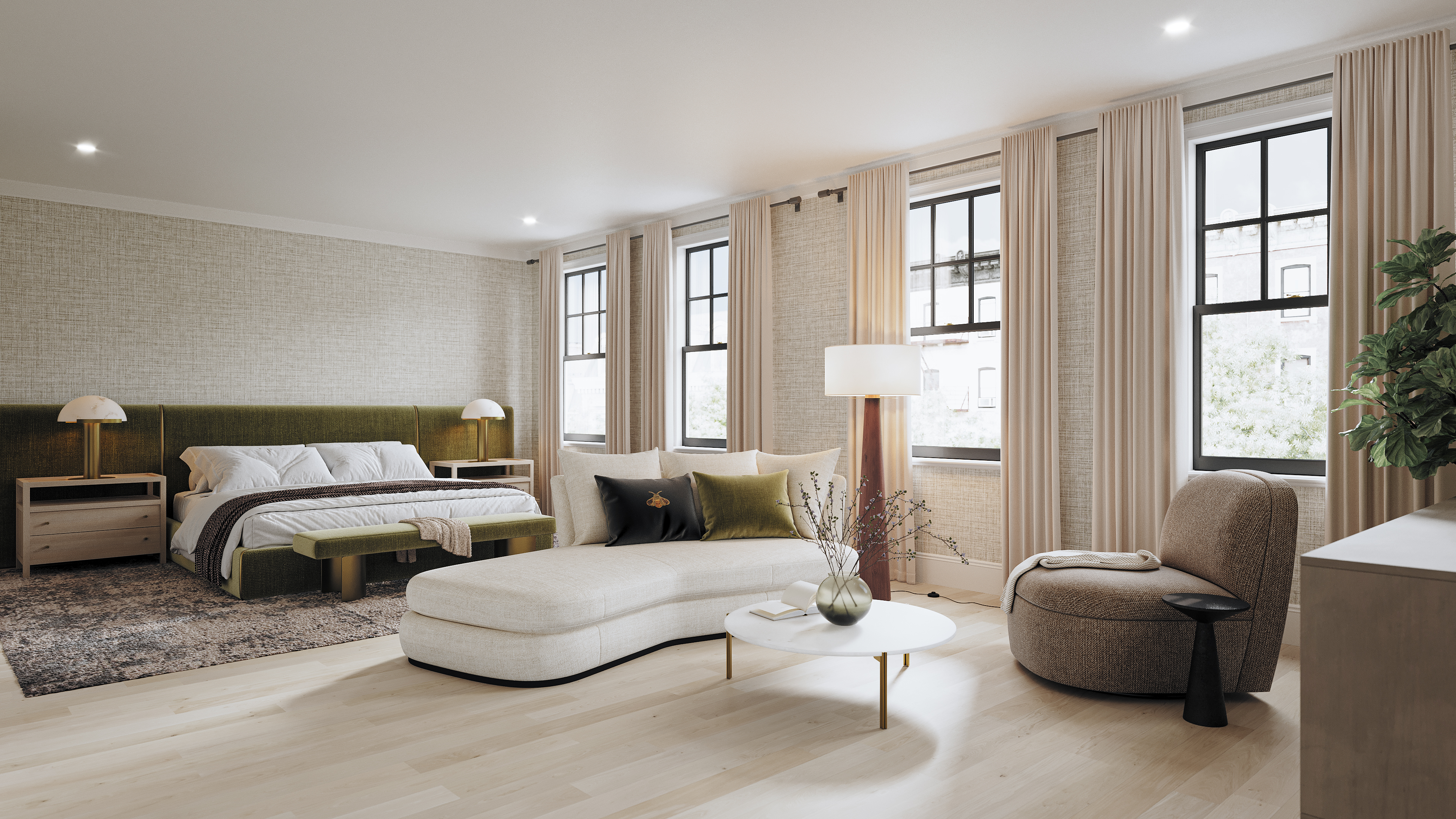 15 West 11th Street, Unit 7AB Manhattan, NY 10011 - Photo 3 of 8 a bedroom with a large bed and windows