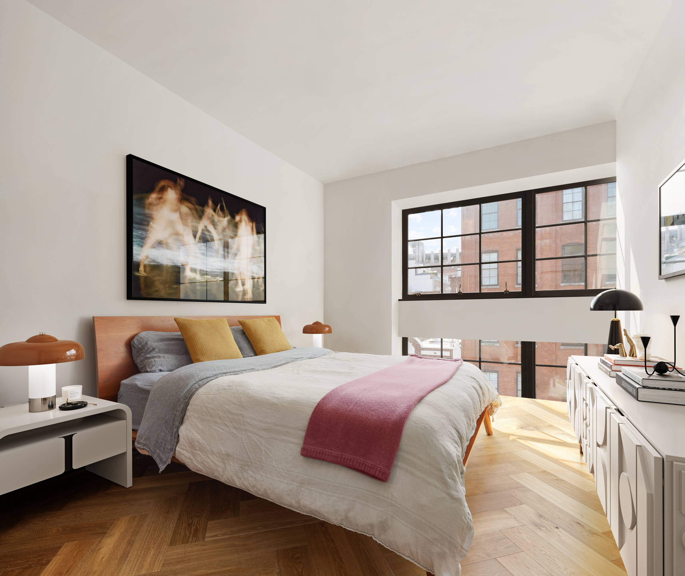 51 Jay Street, Unit 5D Brooklyn, NY 11201 - Photo 6 of 13 a bedroom with a bed and a night stand