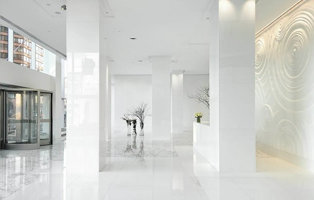 635 West 42nd Street, Unit 10C Manhattan, NY 10036 - Photo 7 of 10 a view of a bathroom from a hallway