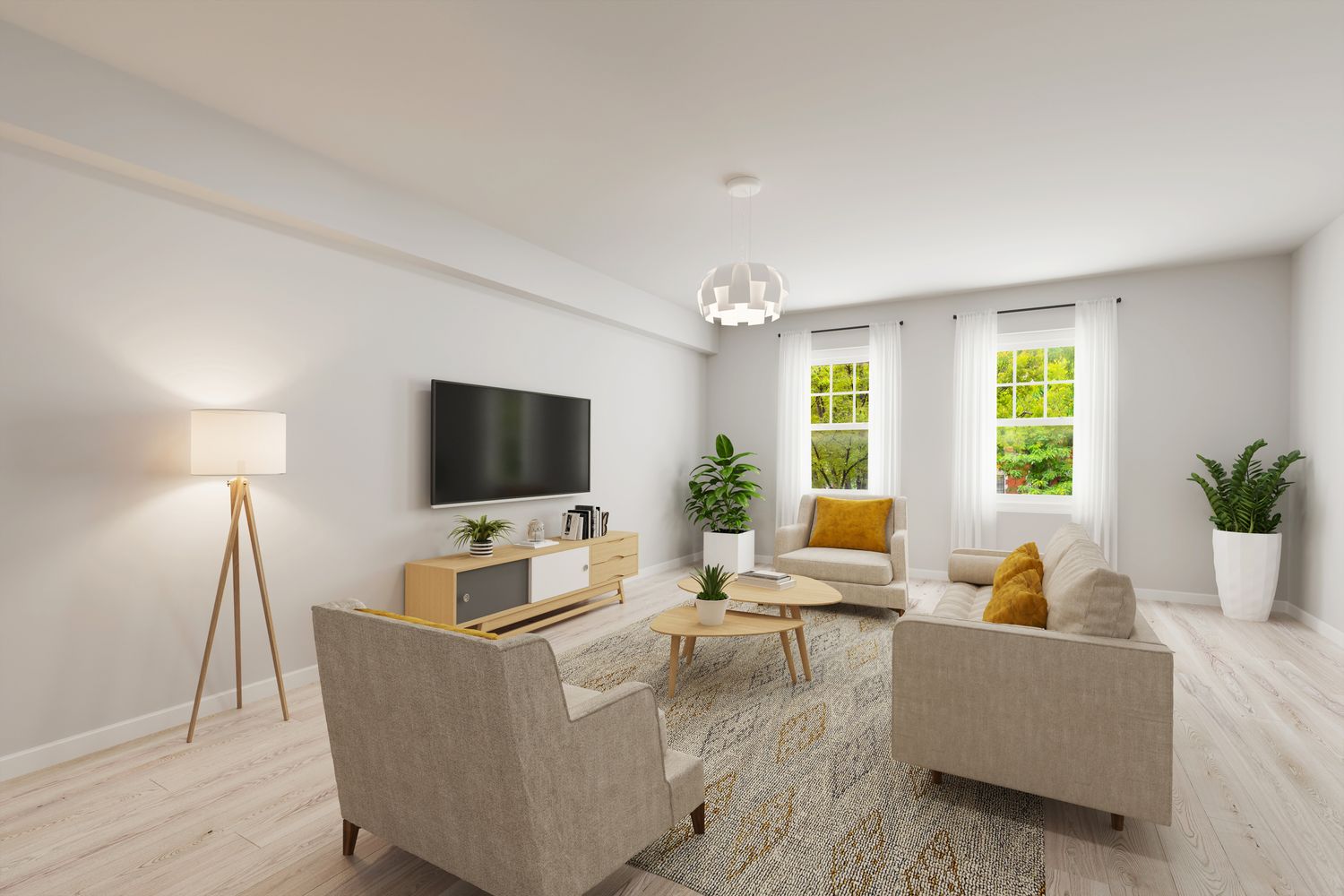 a living room with furniture and a flat screen tv