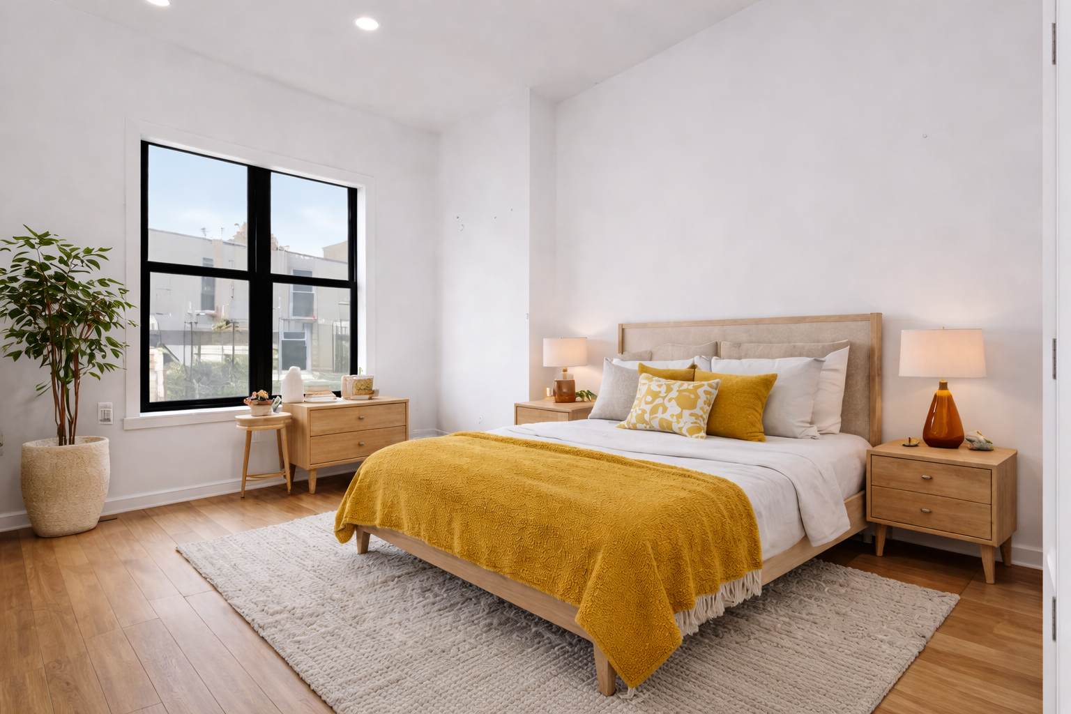1409 Greene Avenue, Unit 2 Brooklyn, NY 11237 - Photo 2 of 11 a bedroom with a large bed and a large window