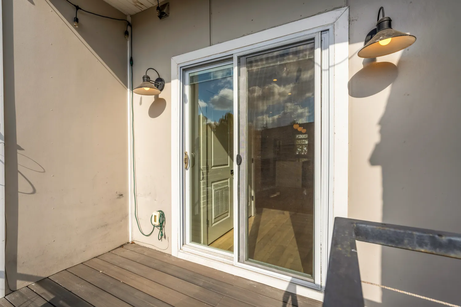 a view of a bathroom with a glass door