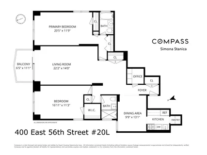 $1,495,000 | 400 East 56th Street, Unit 20L | Sutton Place