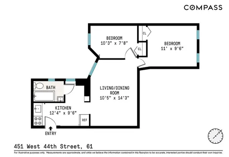 $3,650 | 451 West 44th Street, Unit 5 | Hell's Kitchen