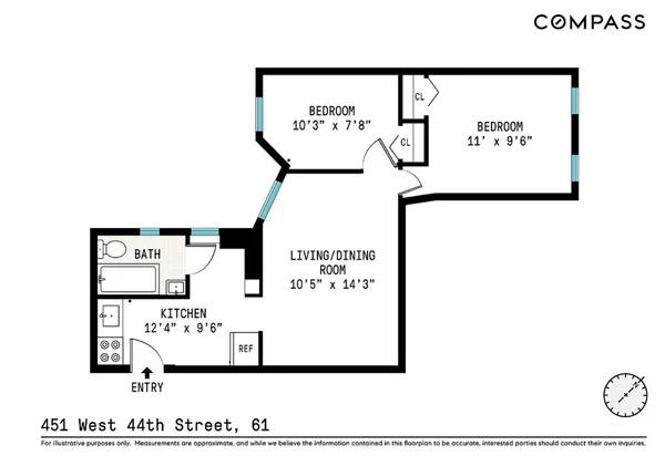 $3,650 | 451 West 44th Street, Unit 5 | Hell's Kitchen
