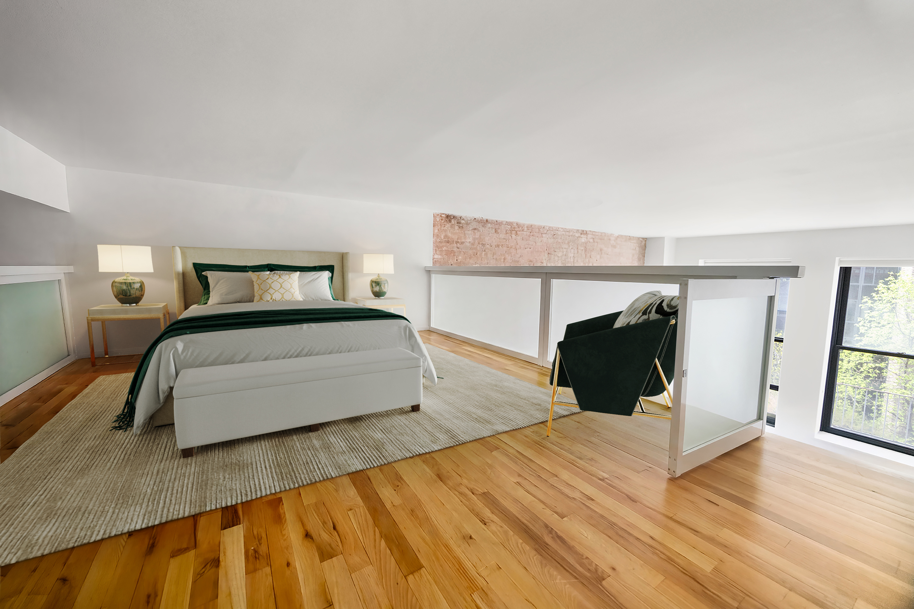 250 Mercer Street, Unit C414 Manhattan, NY 10012 - Photo 7 of 14 a bedroom with a bed and wooden floor