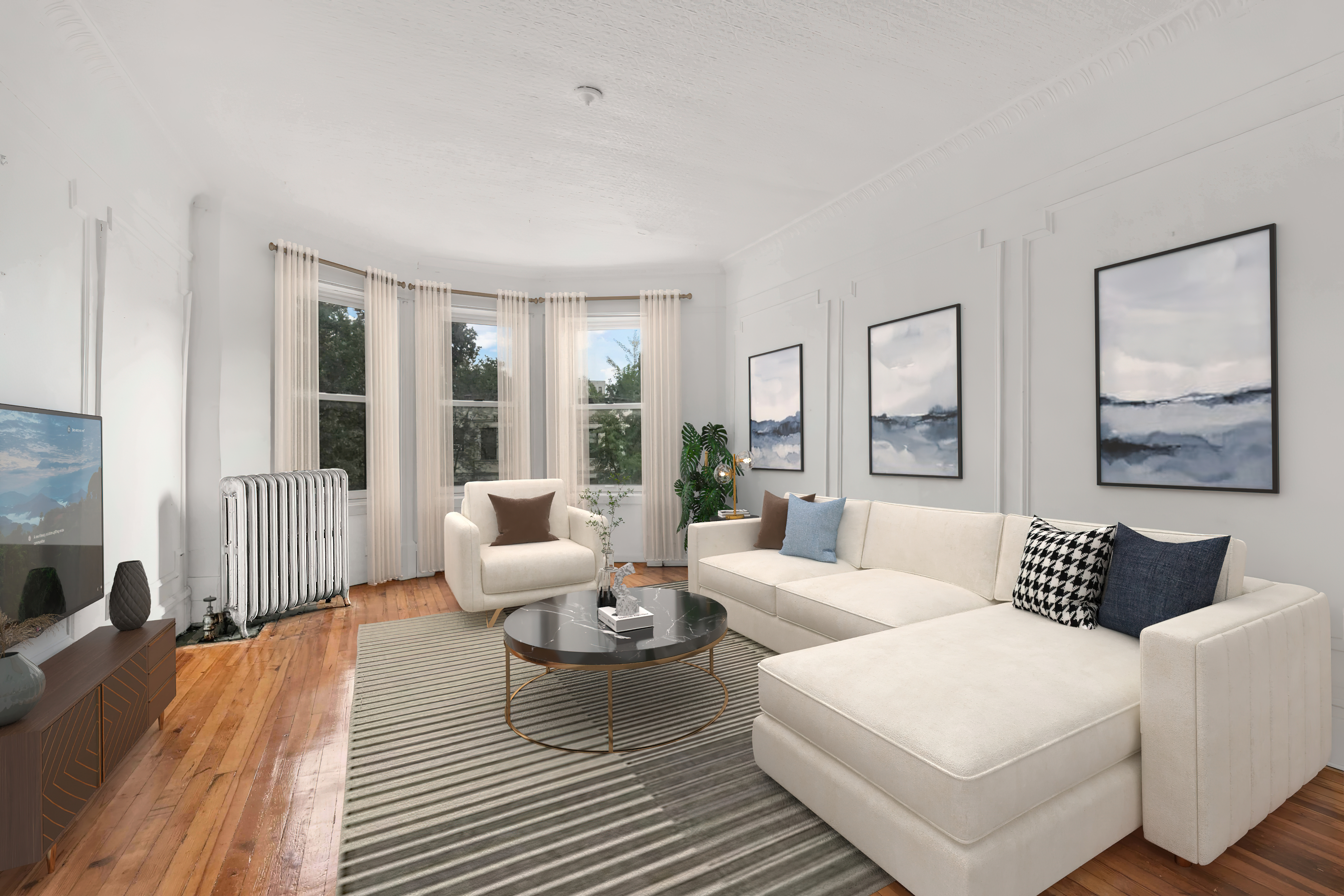 278 Lefferts Avenue Brooklyn, NY 11225 - Photo 5 of 56 a living room with furniture and a large window