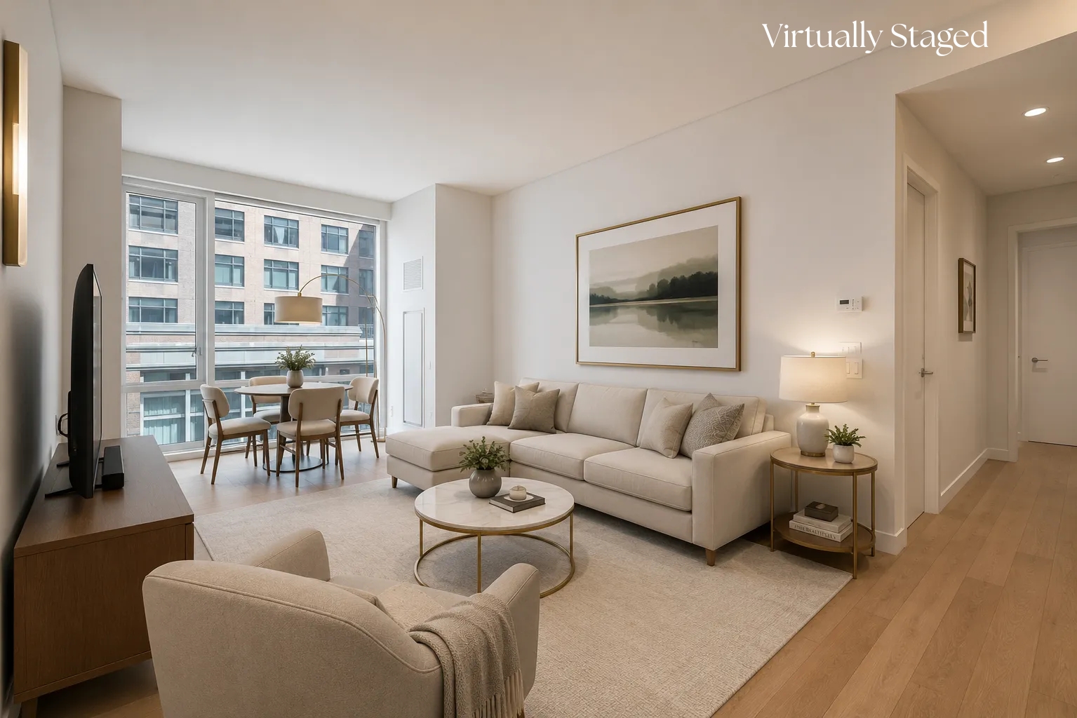 311 West Broadway, Unit 4D Manhattan, NY 10013 - Photo 7 of 28 a living room with furniture and a window