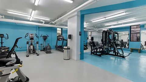 a view of a room with gym equipment