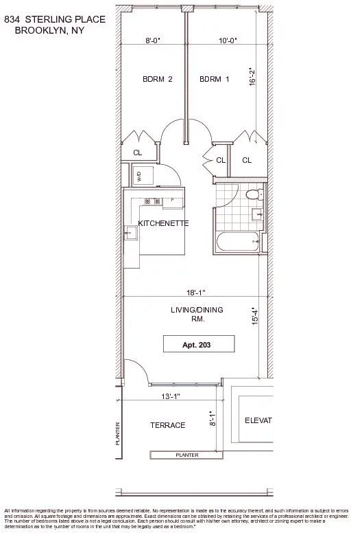 $4,600 | 834 Sterling Place, Unit 203 | Crown Heights