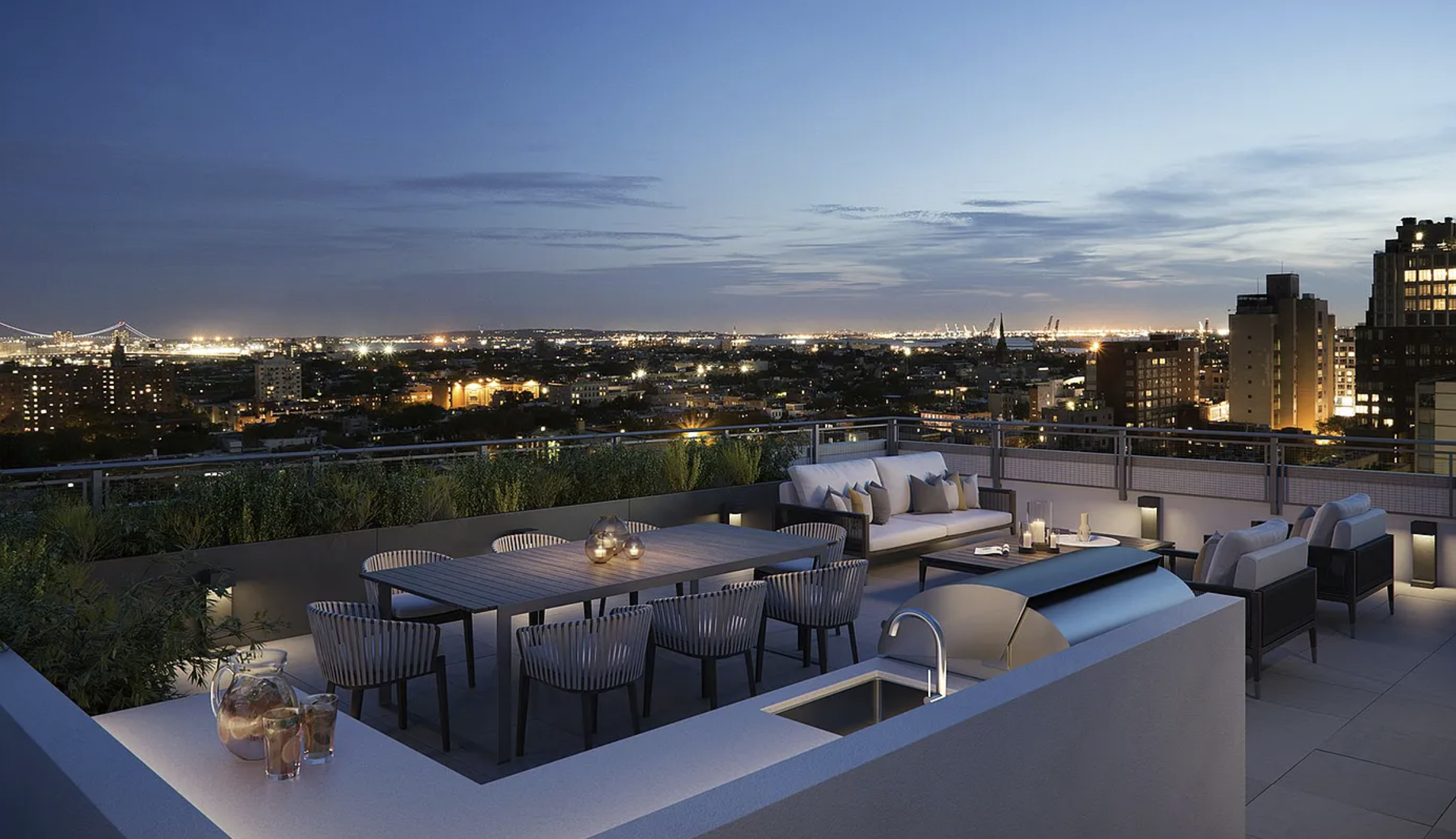 211 Schermerhorn Street, Unit 11A Brooklyn, NY 11201 - Photo 9 of 14 a view of a roof deck with couches and city view