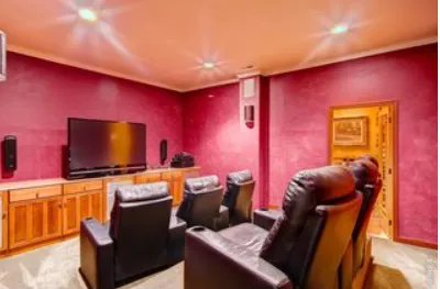 a room with furniture and screen