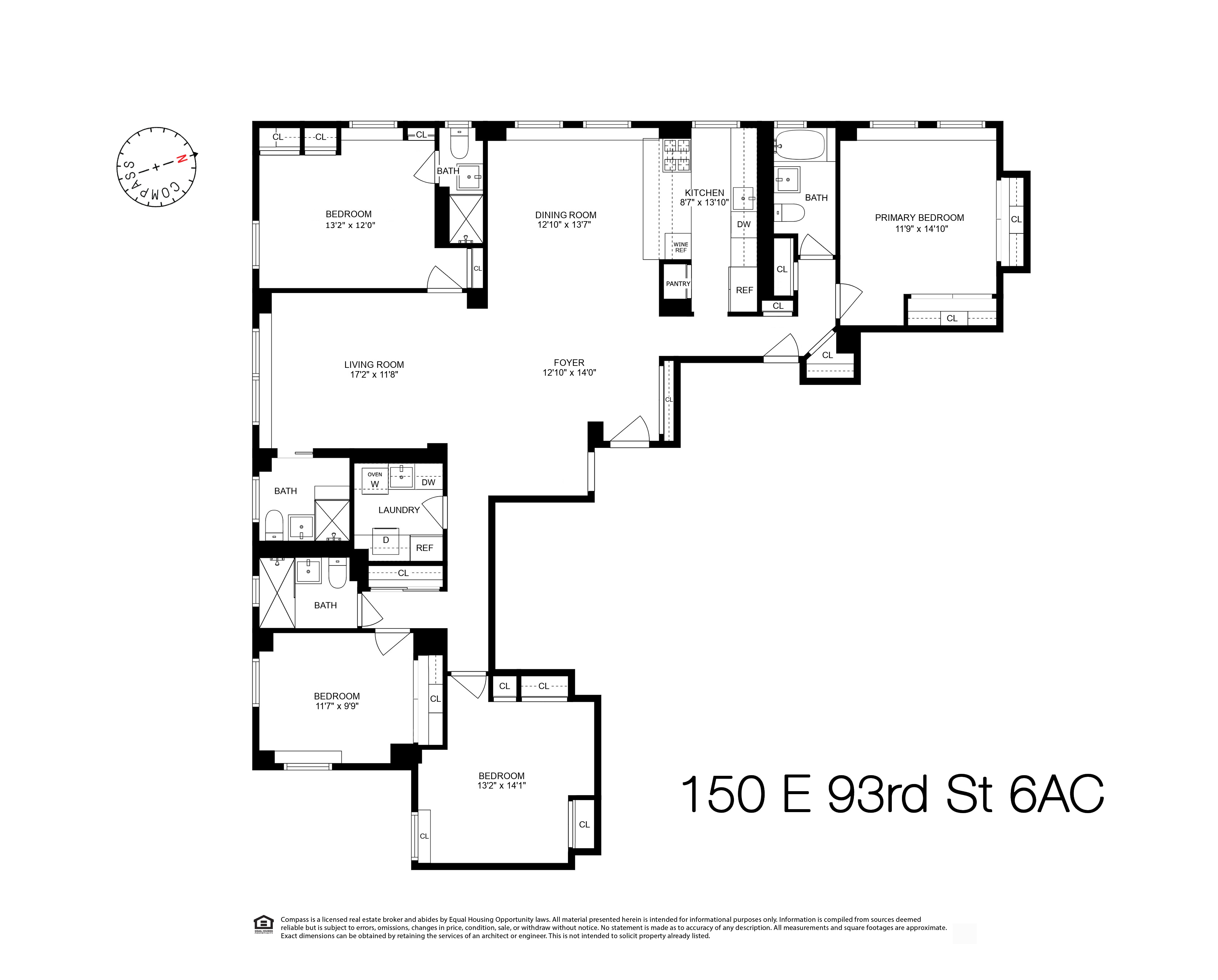 150 East 93rd Street, Unit 6AC Manhattan, NY 10128 - Photo 16 of 17 a picture of a floor plan