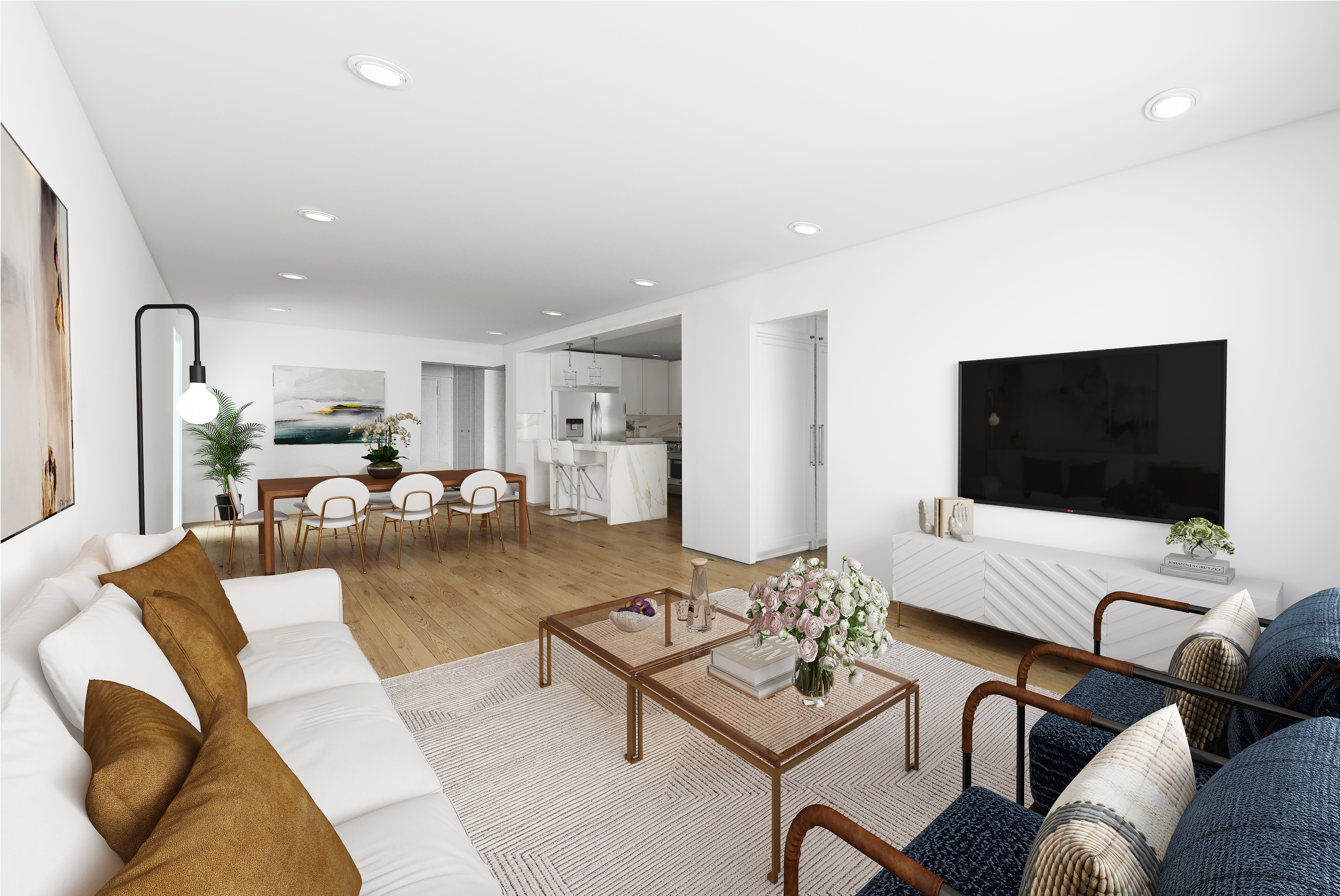 3755 Henry Hudson Parkway West, Unit 3F Bronx, NY 10463 - Photo 5 of 17 a living room with furniture and a flat screen tv