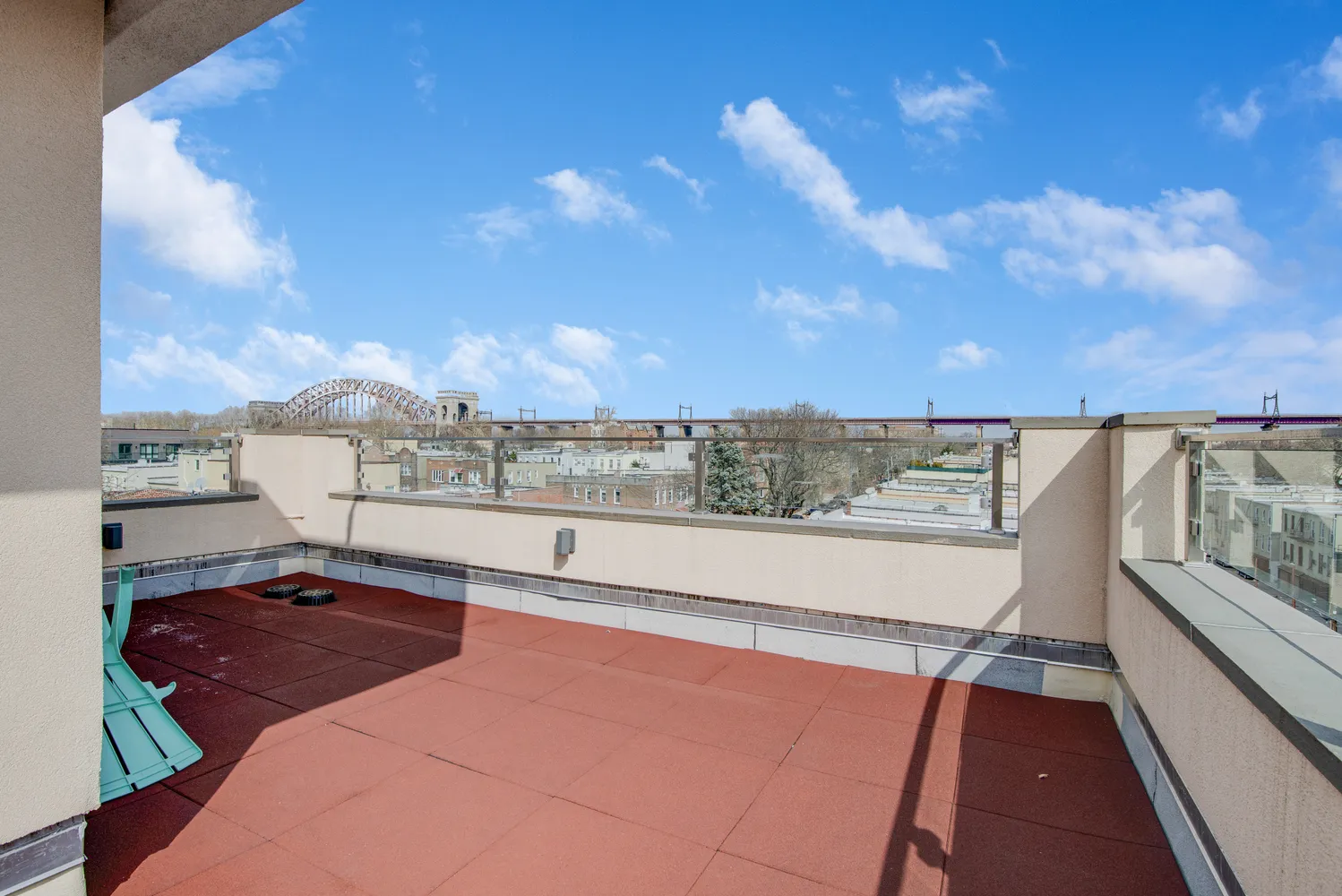 a view of a terrace with sky view