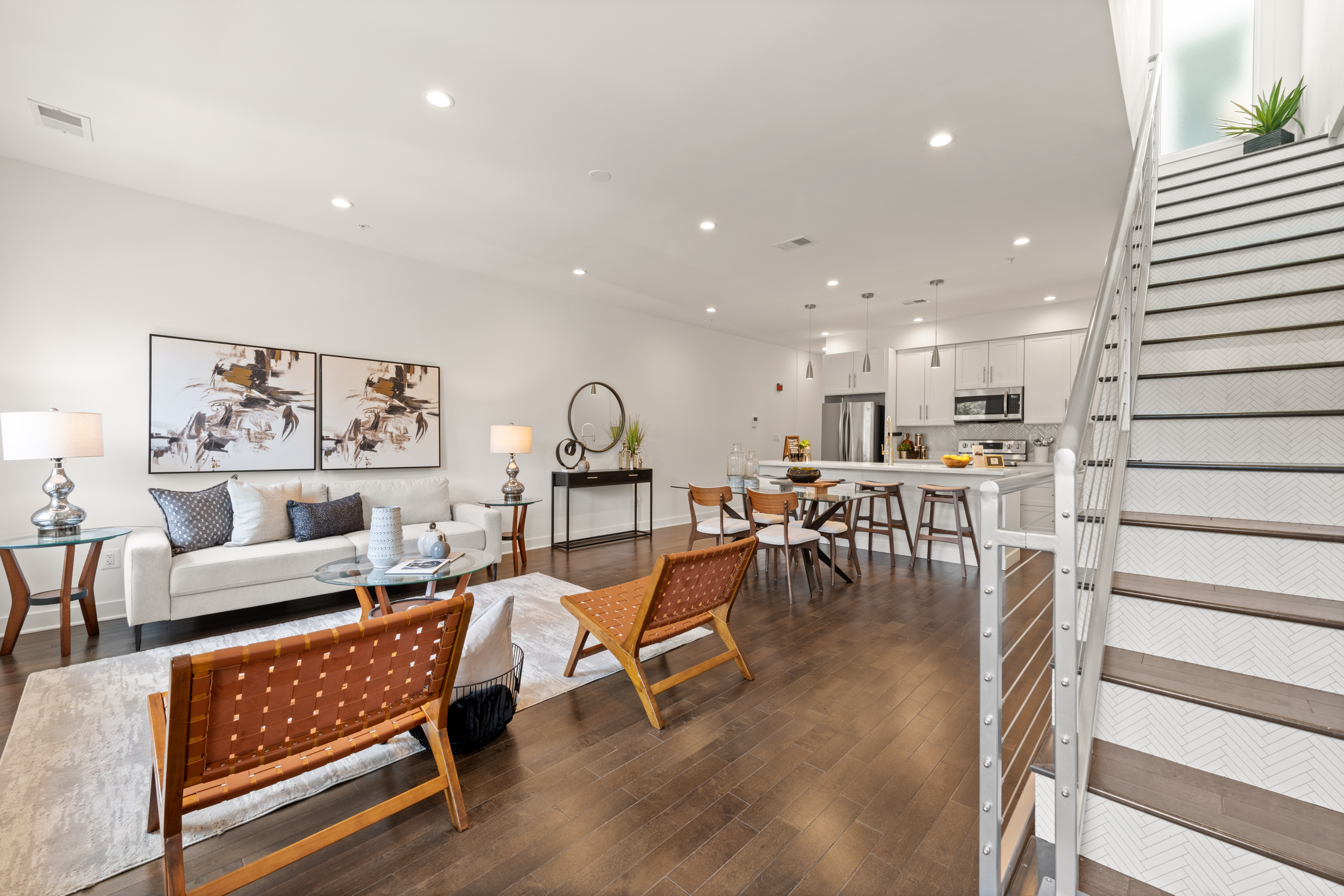319 Varnum Street Northwest, Unit 3 Washington, DC 20011 - Photo 10 of 29 a living room with furniture and kitchen view with wooden floor