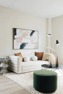 a living room with furniture and a couch