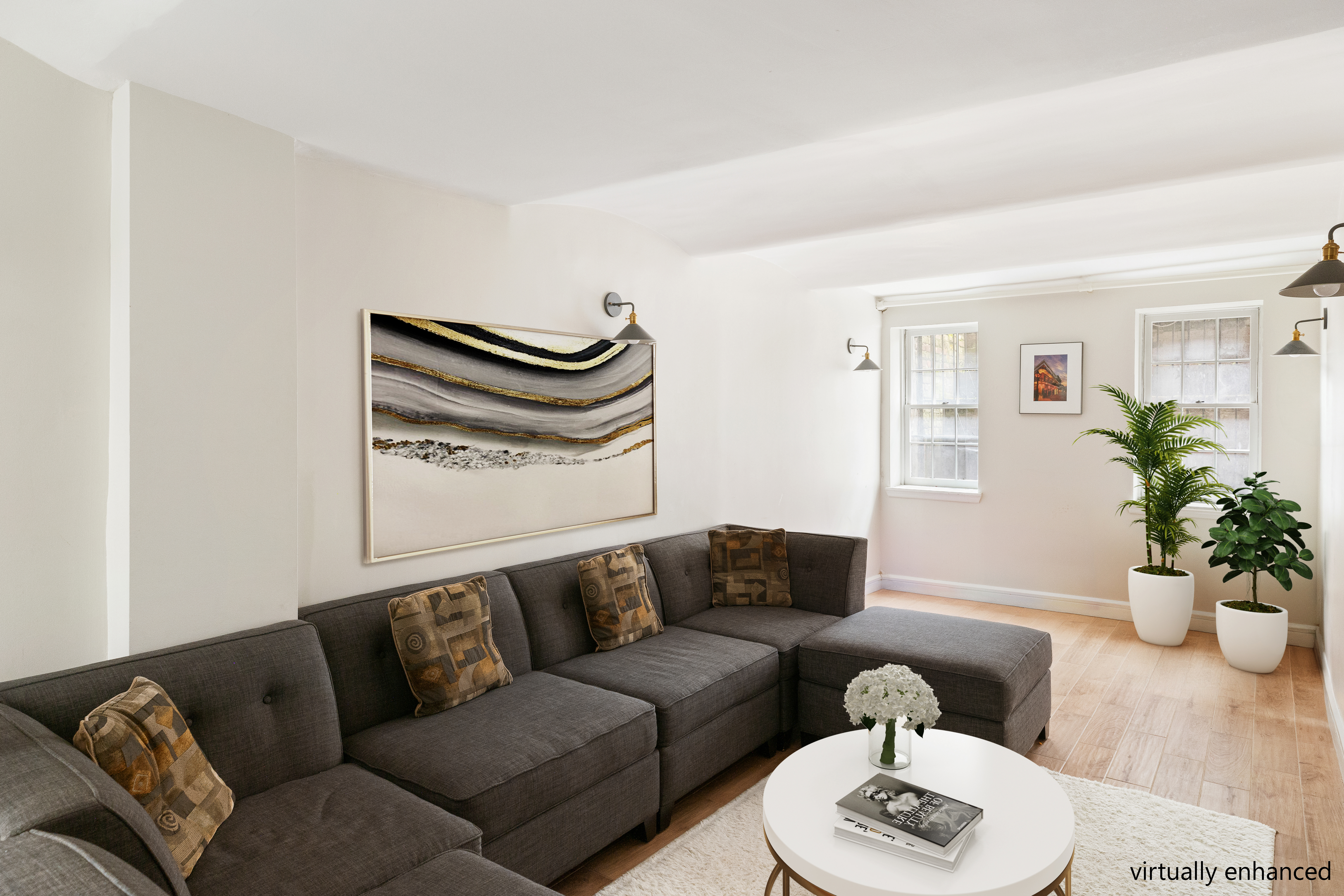 330 East 94th Street, Unit 1AB Manhattan, NY 10128 - Photo 10 of 14 a living room with furniture and a wooden floor