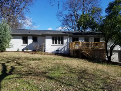 a view of a yard with trees