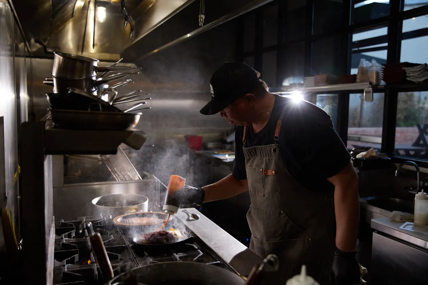 a close view of water heater room