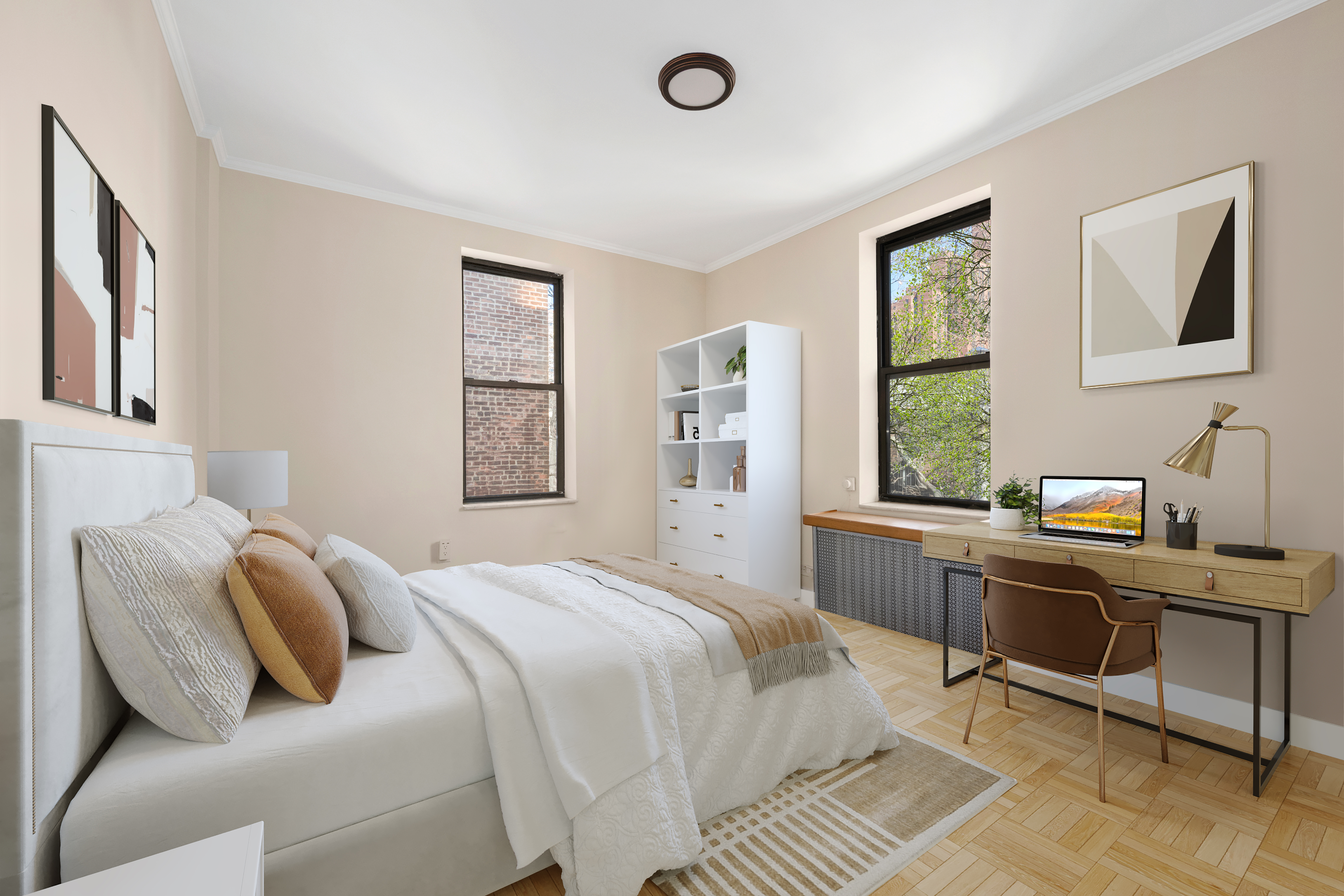 315 East 88th Street, Unit 5E Manhattan, NY 10128 - Photo 4 of 8 a bedroom with a bed and a desk