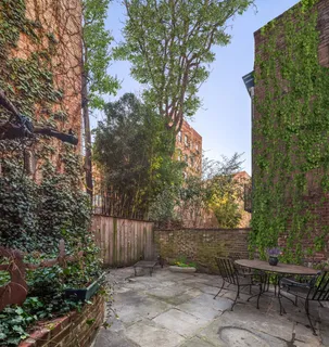 a view of backyard with plants and trees