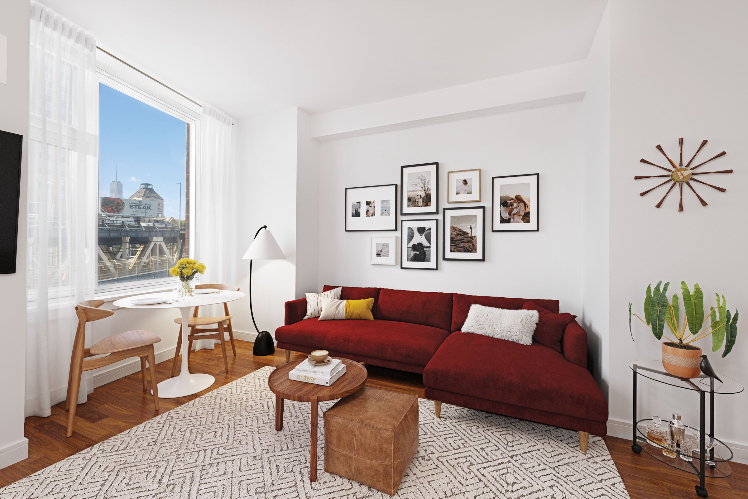 100 Jay Street, Unit 10J Brooklyn, NY 11201 - Photo 2 of 9 a living room with furniture and a rug