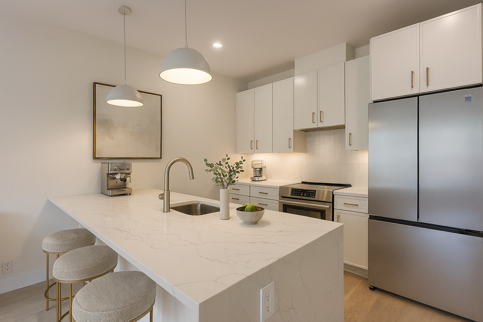 156 Summit Street, Unit 1 Brooklyn, NY 11231 - Photo 1 of 6 a kitchen with stainless steel appliances a sink a stove a refrigerator and cabinets