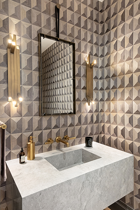 92 Laight Street, Unit 3ABC Manhattan, NY 10013 - Photo 25 of 26 a bathroom with a sink a vanity and a shower